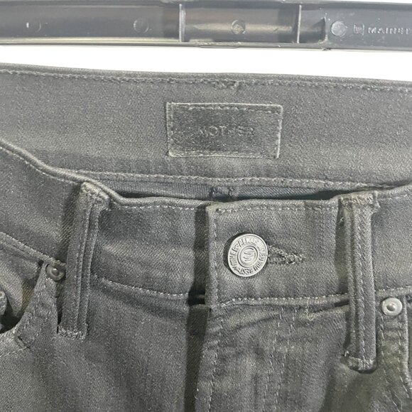 Mother Insider High-Rise Cropped Black Jeans W/ Stripes Size 24 - Picture 4 of 7